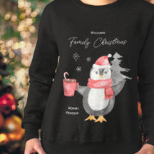 Cute Penguin-familjen som matchar jul Mamma