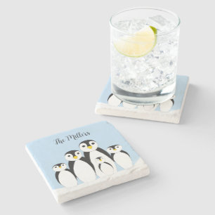 Cute Penguin-familjen Stenunderlägg