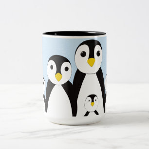 Cute Penguin-familjen Två-Tonad Mugg