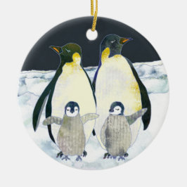 Cute Penguin-familjen Vinterjul Julgransprydnad Keramik