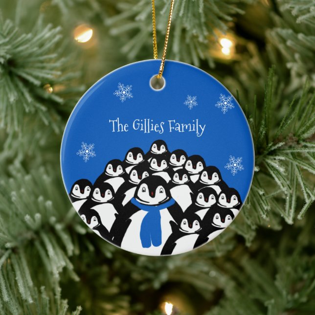 Cute Penguin-familjens Personlig Julgransprydnad Keramik (Träd)