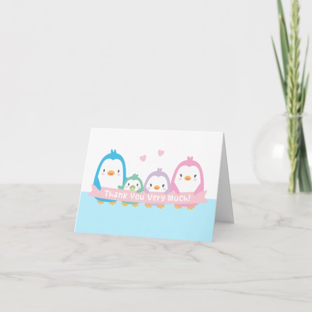 Cute Penguin Family Baby Shower - tack vare dina k (Framsida)