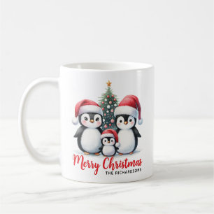 Cute Penguin Family Modern God jul Kaffemugg
