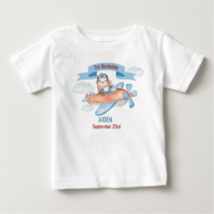Cute Penguin-flygplanet Blå födelsedag T Shirt