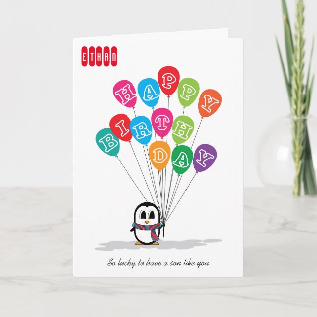 Cute Penguin-födelsedagskort Kort (Framsida)
