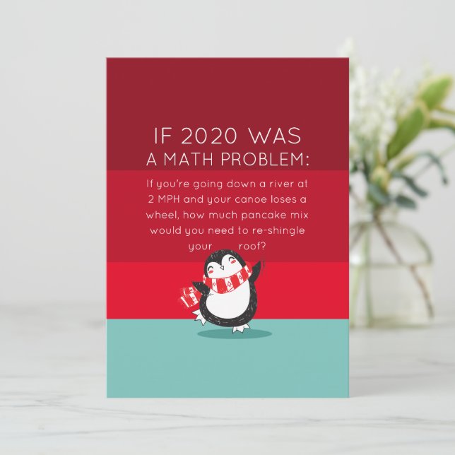 Cute Penguin Funny 2020 Math Quote Julkort (Stående Fram)