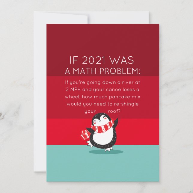 Cute Penguin Funny 2024 Math Quote-Helgdag Card Julkort (Framsida)