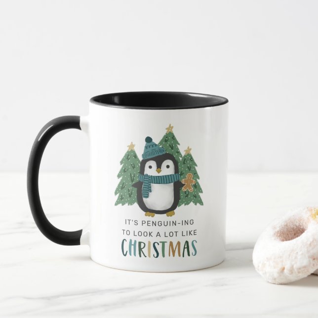 Cute Penguin Funny Penguin-ing-jul Mugg (Med munk)
