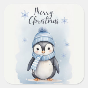 Cute Penguin Fyrkantigt Klistermärke