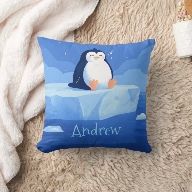 Cute Penguin Gift, Personalized Penguin  Kudde (Filt)