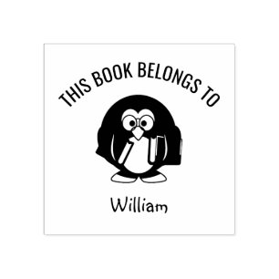 Cute Penguin-glasögon Tillhören Bok till Namn Stämpel