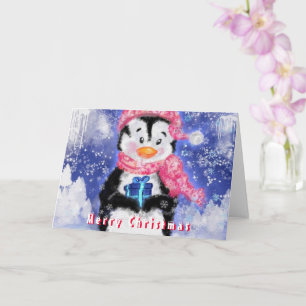 Cute Penguin God jul Card Kort