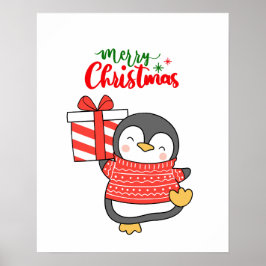 Cute Penguin God jul Poster