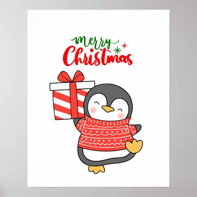 Cute Penguin God jul Poster (Framsidan)