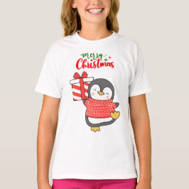Cute Penguin God jul T Shirt