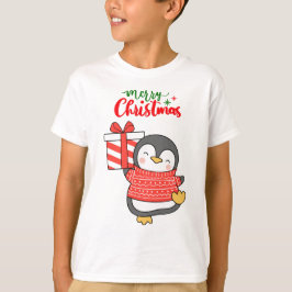 Cute Penguin God jul T Shirt