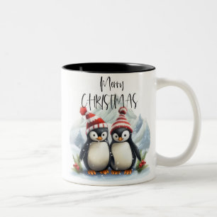 Cute Penguin/God jul Två-Tonad Mugg