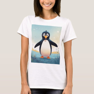 Cute Penguin Graphic T-Shirt for Women, Avslappnad