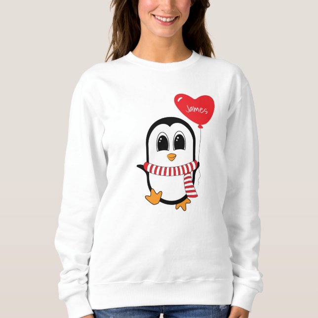 Cute Penguin håller hjärtformad bubblor T Shirt (Framsida)