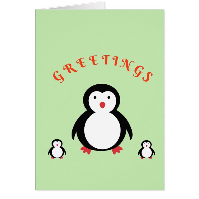 Cute Penguin Hälsningskort (Framsidan)