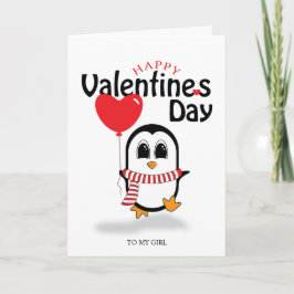 Cute Penguin Heart-ballonger Valentinkort Kort