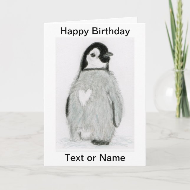 CUTE PENGUIN HEART BIRTHDAY CARD DAUGHTER ETC. KORT (Framsida)