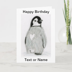 CUTE PENGUIN HEART BIRTHDAY CARD DAUGHTER ETC. KORT