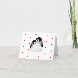 Cute Penguin Heart Valentine Day Card Helgkort