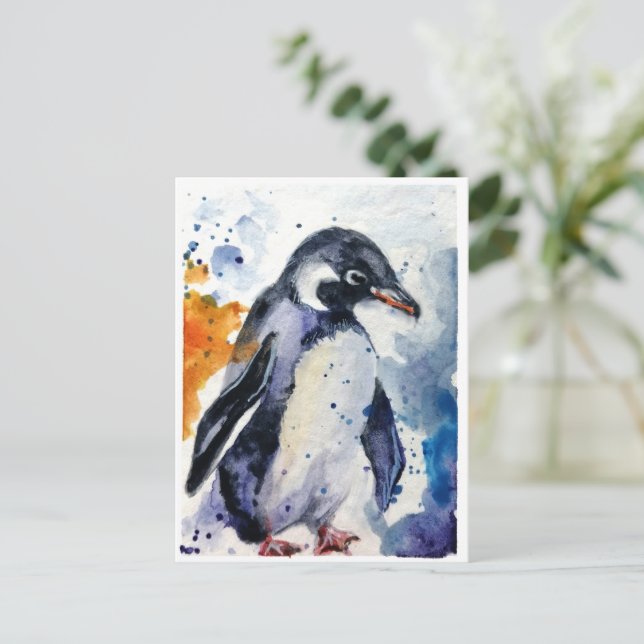 Cute Penguin Helg Vykort (Stående Fram)