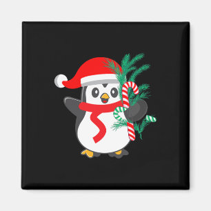 Cute Penguin Holding A Candy cane-juldjur Magnet