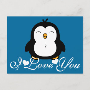 Cute Penguin I Kärlek You Vykort
