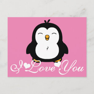 Cute Penguin I Kärlek You Vykort