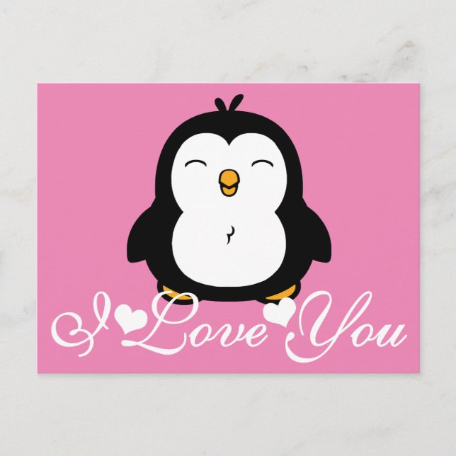 Cute Penguin I Kärlek You Vykort (Framsida)