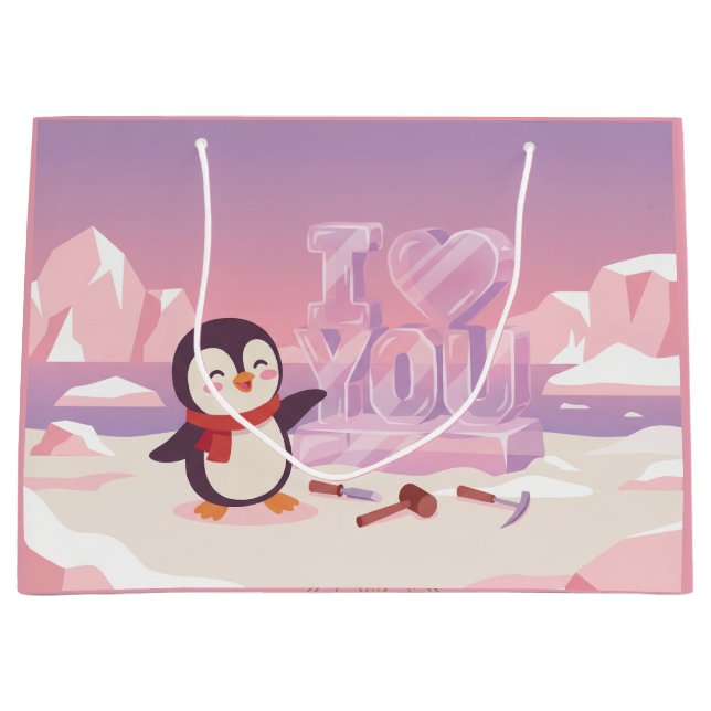 Cute Penguin I Love You Valentine Gift Bag (Framsidan)