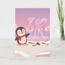 Cute Penguin I Love You Valentine's Day Card Helgkort