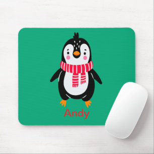 Cute Penguin i Red Rand Scarf Musmatta