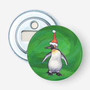 Cute Penguin i Santa Hat på Grönt Flasköppnare