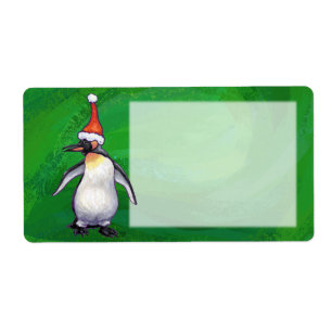 Cute Penguin i Santa Hat på Grönt Fraktsedel