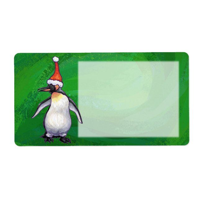 Cute Penguin i Santa Hat på Grönt Fraktsedel (Framsidan)
