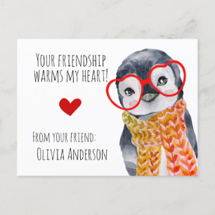 Cute Penguin i Valentineser av glasögon, barnvänne Vykort