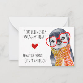 Cute Penguin i Valentineser i klassen Glass Kids Anteckningskort