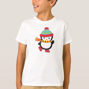 Cute Penguin, Ice Skating Penguin, Hat, Scarf T Shirt