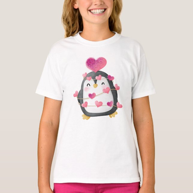 Cute penguin inslaget i kärlek t-shirt (Framsida)
