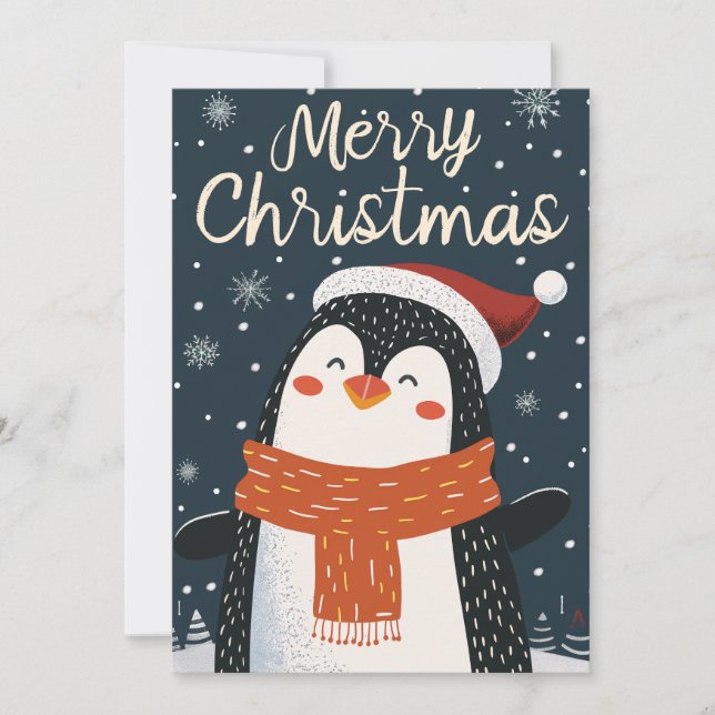 Cute Penguin-jul Julkort (Framsida)