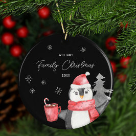 Cute Penguin jul med familjen Namn och året Julgransprydnad Keramik