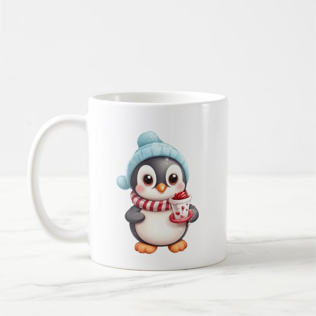 ☕ Cute Penguin jul Mugg - Helgdag kaffe (Vänster)