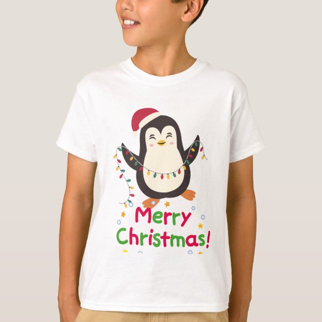 Cute Penguin-jul T Shirt (Framsida)