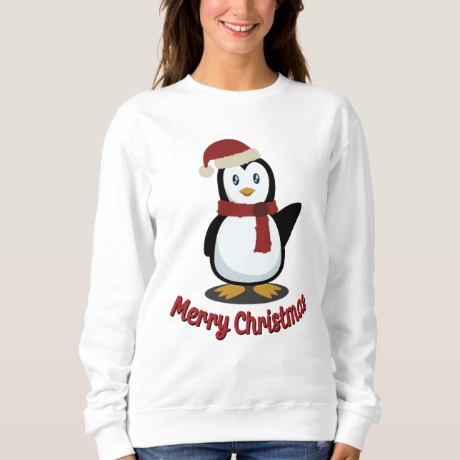 Cute Penguin Julafton Santa Winter Helgdag Gift T Shirt (Framsida)