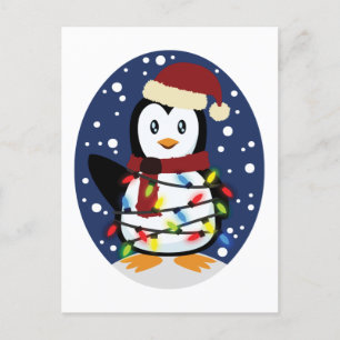 Cute Penguin Julafton Santa Winter Helgdag Gift Vykort