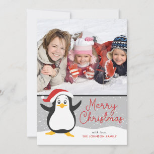 Cute Penguin-julfoto Julkort